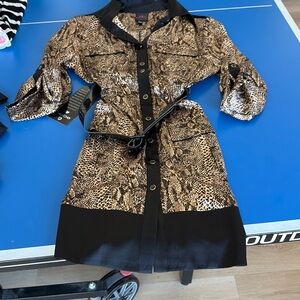 Bebe Animal Print Mini Dress with Black Accents